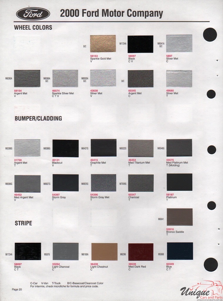 2000 Ford Paint Charts Sherwin-Williams 4